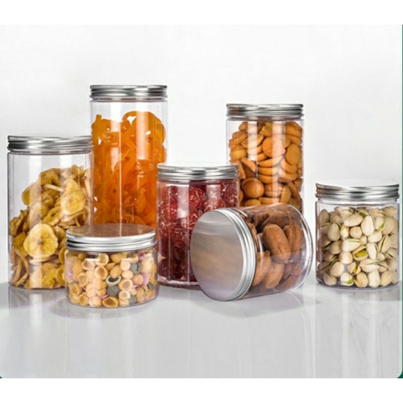 $Giá hủy diệt$ Lọ (hũ) nhựa Ped trong suốt nắp nhôm (nắp thiếc)đựng gia vị, các loại hạt, đồ khô- nhựa đẹp ko mùi loại 1