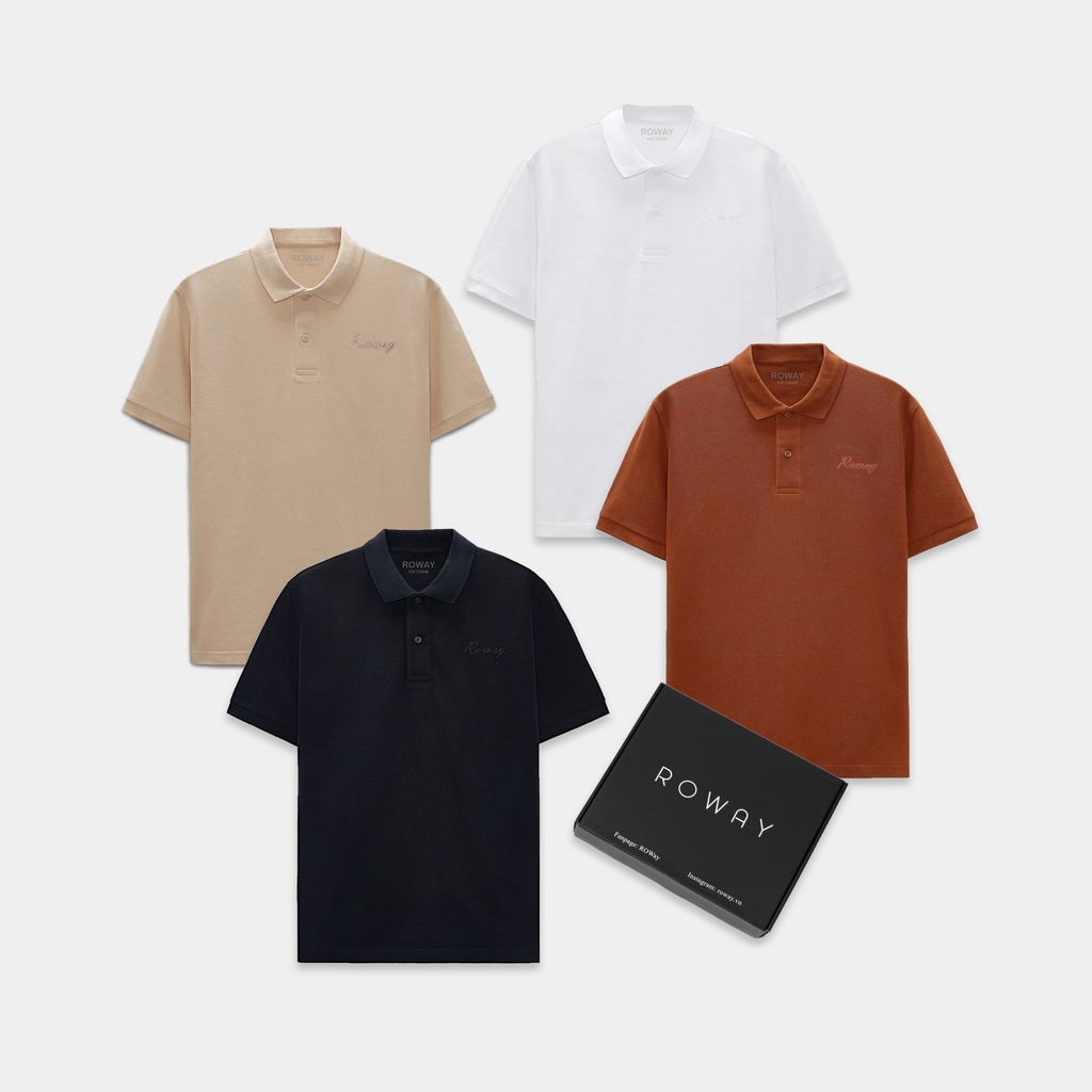 Áo thun polo nam ROWAY cotton thoáng mát, thấm hút, không nhăn form regular, Áo polo trơn