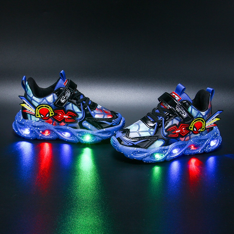 Giày Sneaker Phối Lưới Thoáng Khí Trọng Lượng Nhẹ Có Đèn LED Dành Cho Bé Trai Và Bé Gái