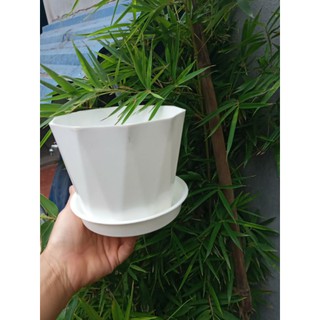 Chậu nhựa tặng đĩa đựng nước phi 15cm cao 13cm