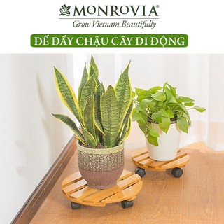 Đế lót để chậu cây có bánh xe MONROVIA làm giá đỡ kệ hoa cây cảnh, màu vàng đường kính 30 cm, tải 80kg