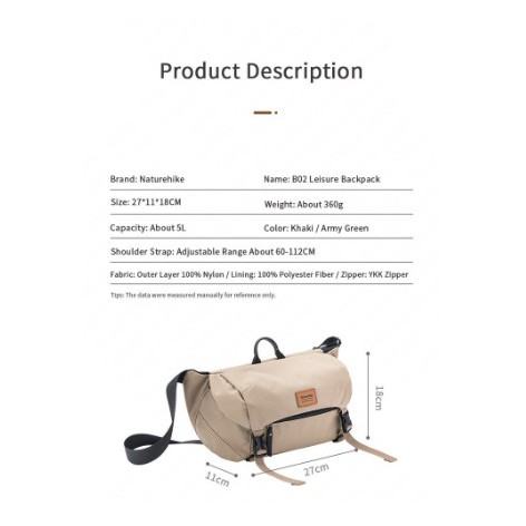 Túi đeo chéo chống nước 5L NatureHike NH20BB004