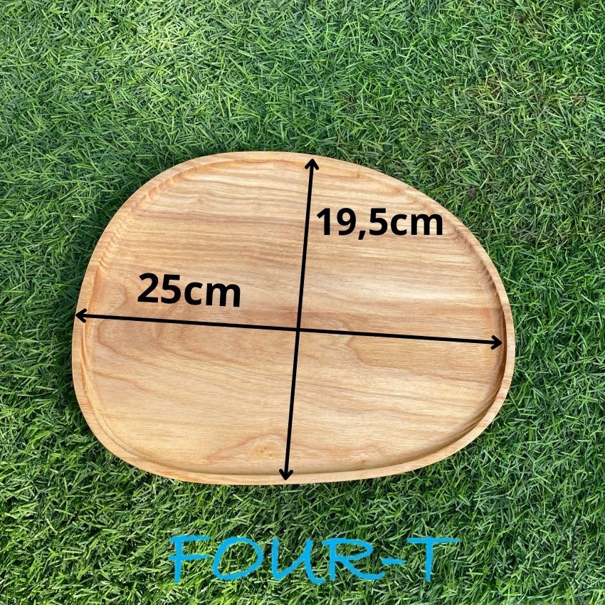 Khay Gỗ Decor Đựng Đồ Ăn Thớt Gỗ Trang Trí Nguyên Khối Hình Đá Cuội Đựng Ấm Trà Mứt Tết Đẹp Dai Bền, Four-T Shop