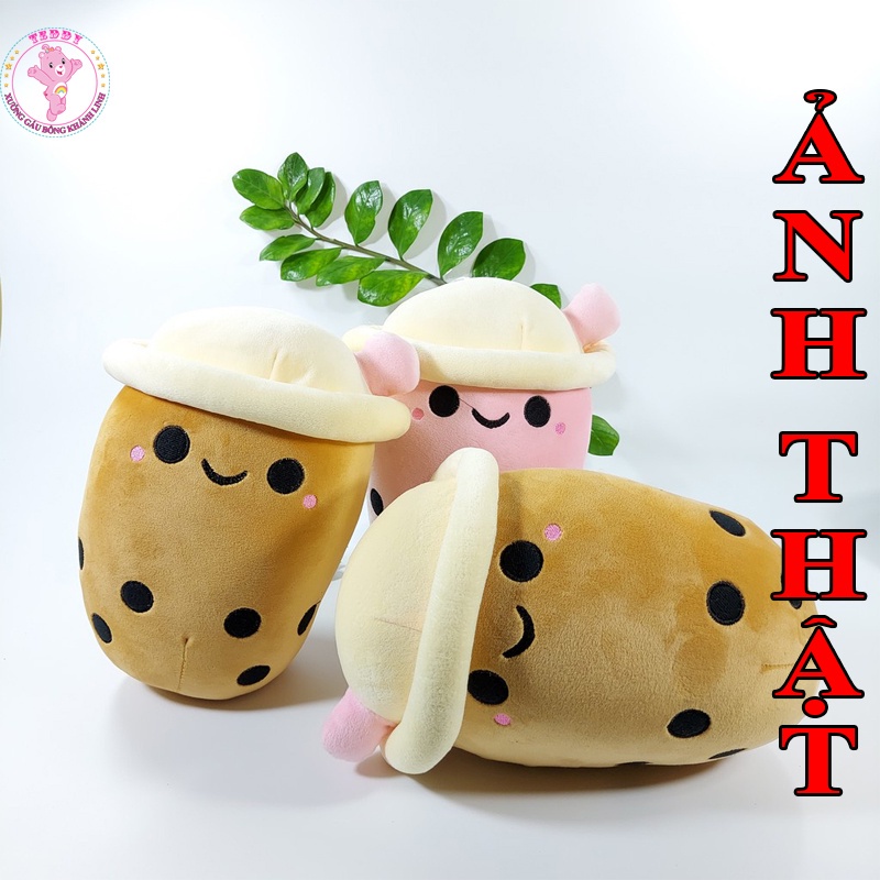Gấu Bông Hình Ly Trà Sữa Size 35Cm Chất Liệu Vải Nhung Co Dãn 4 Chiều Cao Cấp Xuất Siêu Thị