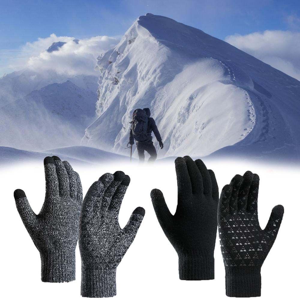 Găng Tay Dệt Kim Năm Ngón Dày Dặn Thoáng Khí Chống Trượt Màu Sắc Đơn Giản Cho Nam Và Nữ