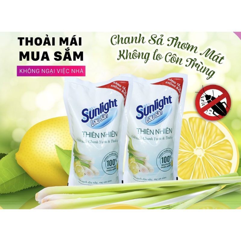 Nước lau sàn Sunlight Thiên Nhiên Chiết Xuất Chanh và Tinh Dầu Sả túi 700g