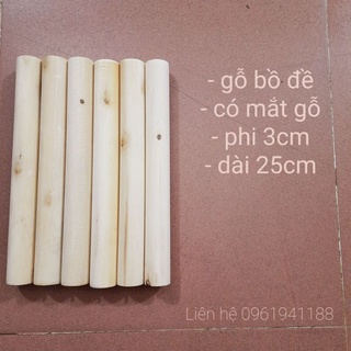 Thanh gỗ tròn bồ đề phi 3cm dài 25cm