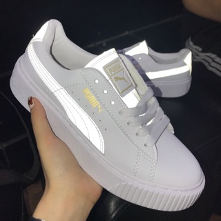 Giày pu.mas màu trắng phản quang cao cấp (free ship)