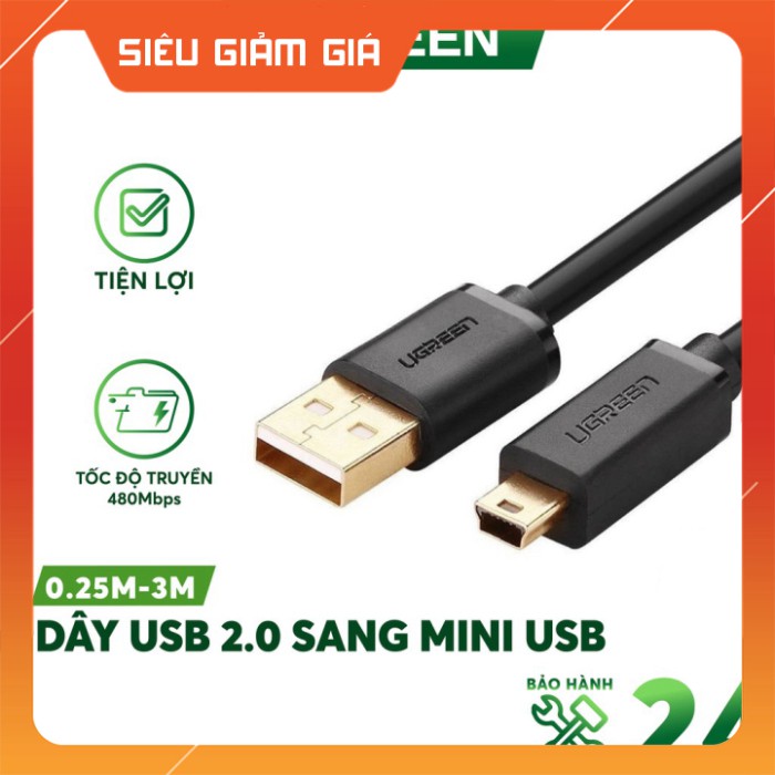 HOT- Dây USB 2.0 sang Mini USB, độ dài từ 0.25-3m UGREEN US132