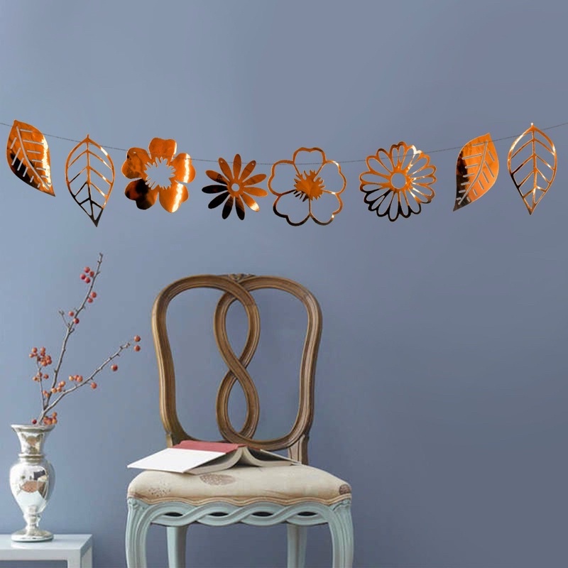 Dây Trang Trí Hoa Lá Ép Kim Vàng, Bạc Và Hồng Gold, Đỏ