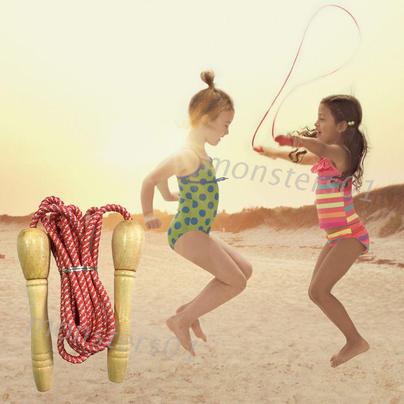 2.8m Skipping Wooden Handle Jump Rope Exercise Body Building Fitness Equipment