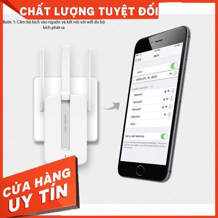 Bộ Kích Sóng Wifi Mercury Repeater MW310RE 3 Anten Cực Mạnh 4.8 | BigBuy360 - bigbuy360.vn