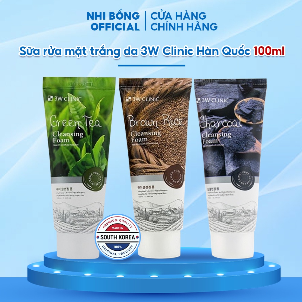 Sữa Rửa Mặt Trắng Da Giảm Mụn Từ Thiên Nhiên 3w Clinic Hàn Quốc 100ml Giúp Da Trắng Sáng & Mềm Mịn Tự Nhiên