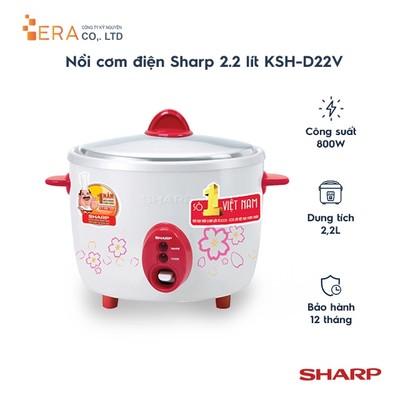 Nồi cơm điện Sharp KSH-D22V 2.2 lít - Hàng chính hãng bảo hành 12 tháng