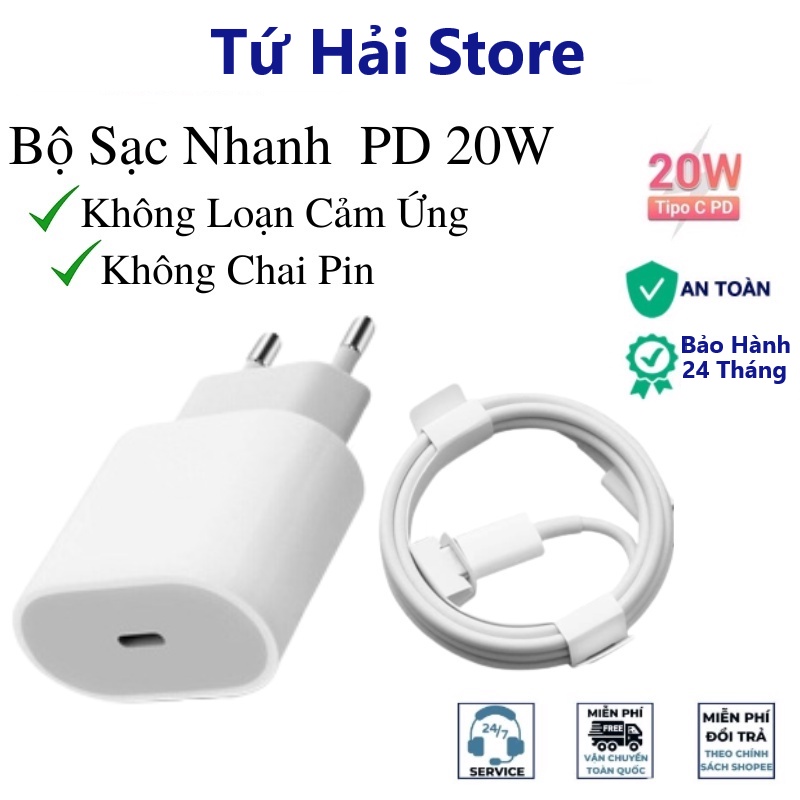 (BH 12 Tháng) Bộ sạc nhanh PD 20w Chân Tròn (Full Box) - Hàng Cao Cấp Theo Tiêu Chuẩn Châu Âu - TuHaiStore