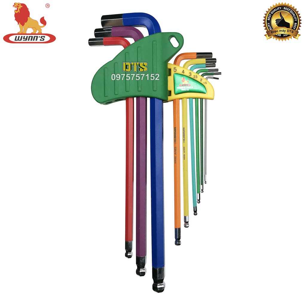 Bộ lục giác đầu bi 9 món dài  WYNN’S W9921B, bộ khóa lục giác thép cứng cao cấp CR-V chất lượng cao