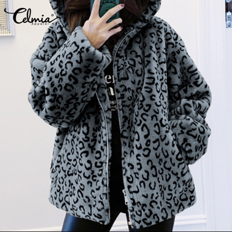 Áo Khoác CELMIA Nữ Dài Tay Có Mũ Họa Tiết Da Báo Thời Trang | BigBuy360 - bigbuy360.vn