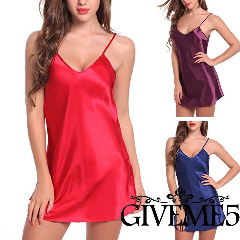 Đầm ngủ hai dây màu trơn gợi cảm cho nữ