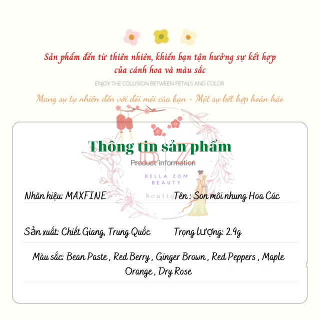 Son Môi Kem Nhung Mịn Lì Lâu Trôi Maxfine 6 Màu Phù Hợp Với Tất Cả Các Loại Trang Điểm - BellaZom Beauty