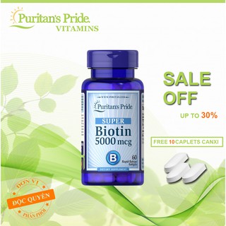 [Puritan's Pride] Viên uống làm đẹp tóc Biotin 5000mcg - 60 viên nhập khẩu từ Mỹ