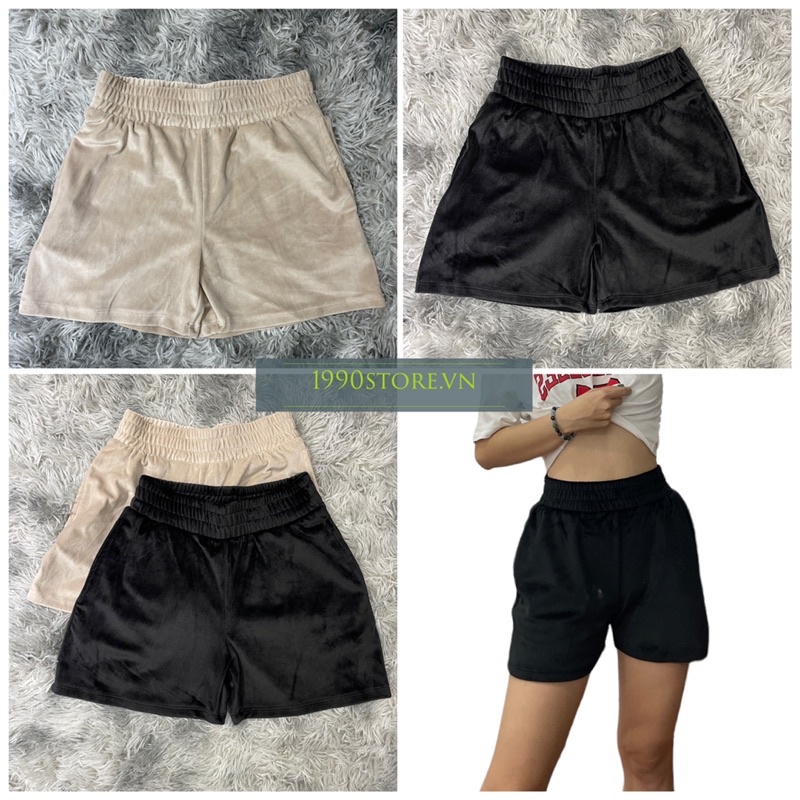 Quần short nhung nữ 2 màu có túi vnxk