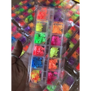 Set bướm dạ quang màu sặc sỡ trang trí móng
