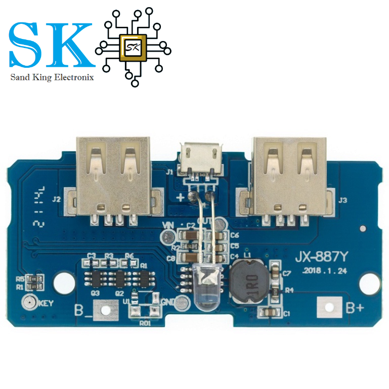 Bảng mạch sạc pin Lithium 18650 Micro USB kép 3.7V xuống 5V 2A có đèn LED
