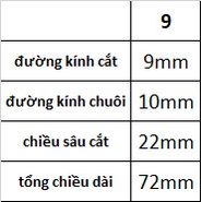 Mũi phay 9mm, 4 me cắt, chất liệu thép gió