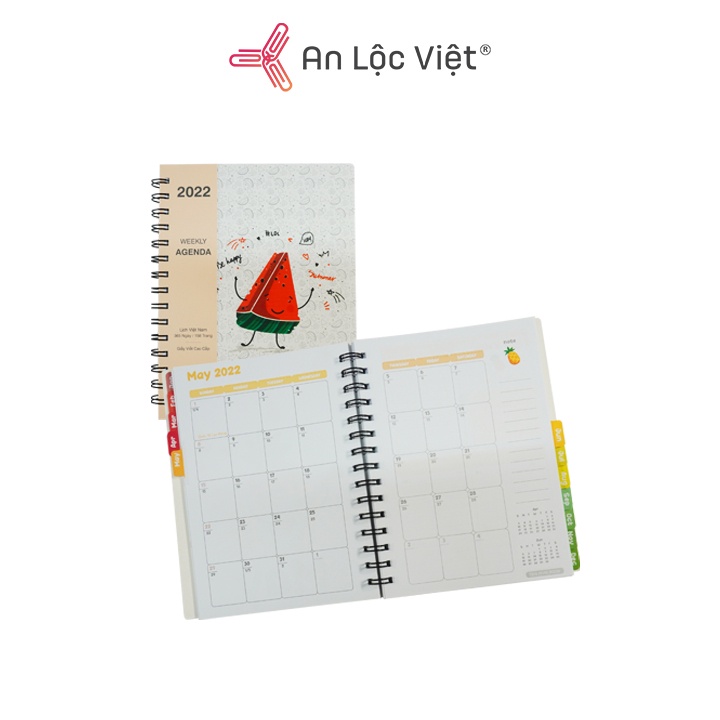 Sổ lò xo Agenda Weekly A5 Trắng mịn có lịch ngày tháng