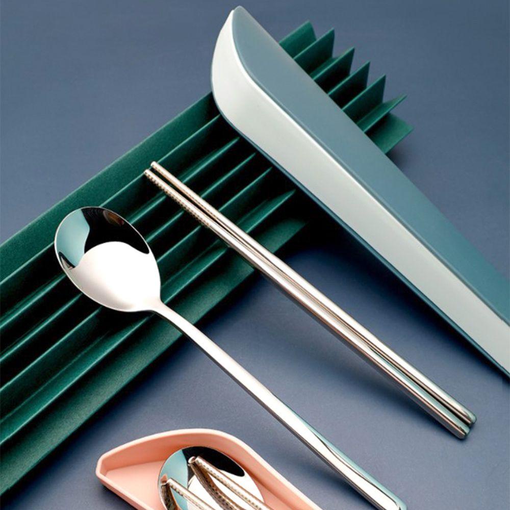 1 Bộ Muỗng Nĩa Phẳng Không Trượt Phong Cách Bắc Âu Kèm Hộp Đựng