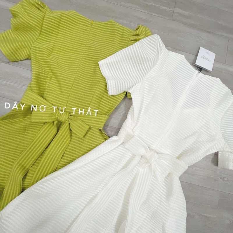 ĐẦM THẮT NƠ ĐAI EO XANH BƠ