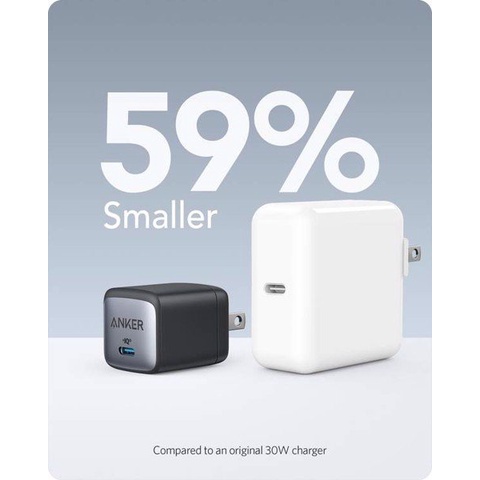 Bộ sạc nhanh GaN2 Gali nitride pd siêu sạc Anker 30W cho đầu sạc Apple 13promax - A2665