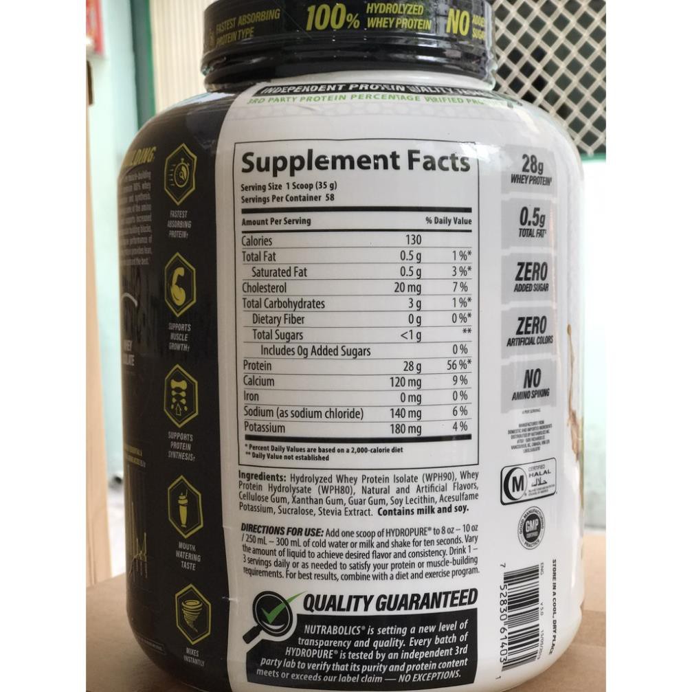 Whey Tăng Cơ Giảm Mỡ Nutrabolic - Hydropure 4.5 LBS - Chính Hãng 100%