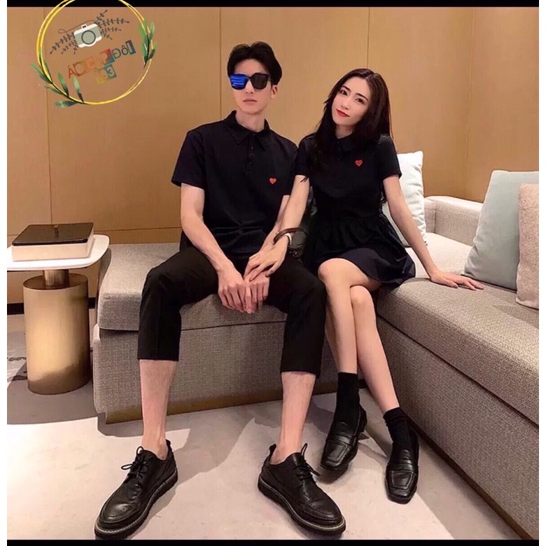 Váy thun đôi polo nam nữ eo xếp ly (có ảnh thật)