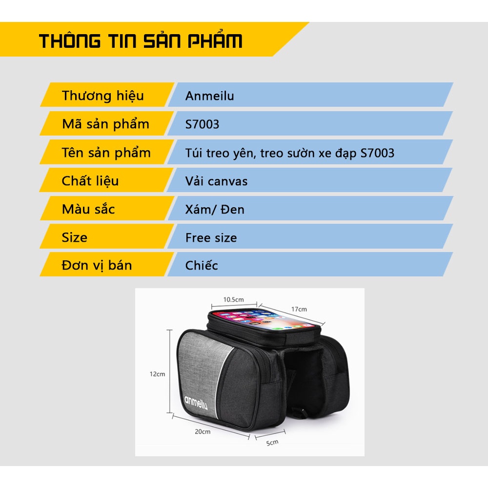 Túi Treo Sườn, Treo Yên Xe Đạp Đa Năng Siêu Bền Tặng Kèm Túi Chống Mưa ANMEILU