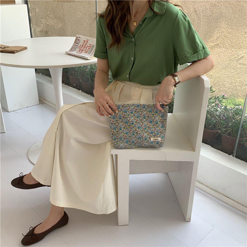 Túi Đựng Mỹ Phẩm DWAYNE Bằng Vải Cotton Khóa Kéo Phong Cách Vintage Nhật Bản