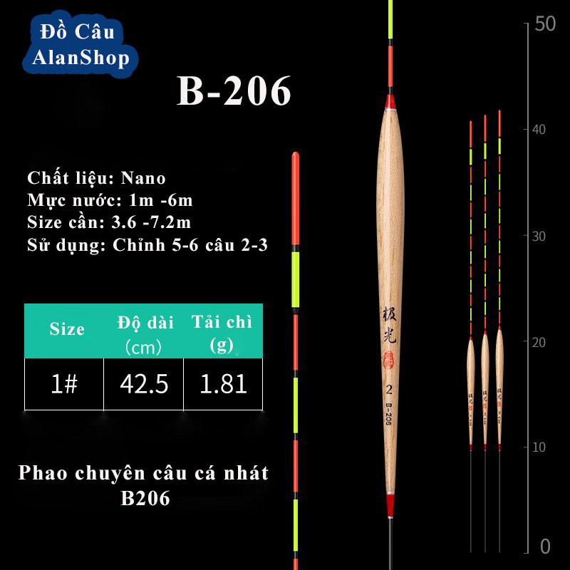 Phao câu đài chuyên câu cá rô phi cá nhát B-206 cao cấp