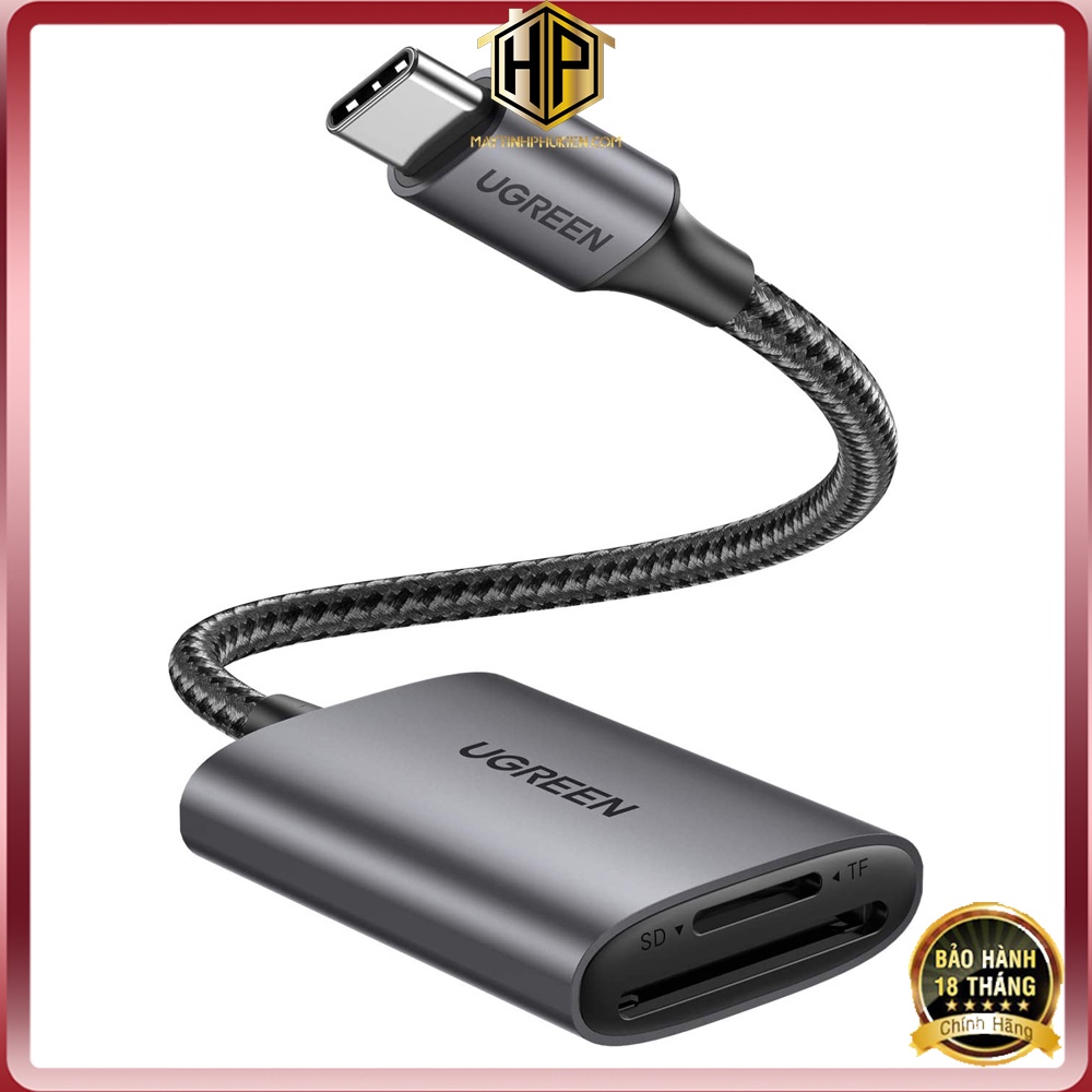 Ugreen 80887 - 80888 - Đầu đọc thẻ SD/TF chuẩn USB, USB-C vỏ nhôm cao cấp