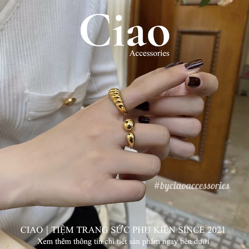 [HOẢ TỐC 1H] Nhẫn mạ bạc S925 thiết kế hoạ tiết xoắn mới lạ phong cách trendy Emily Ciao