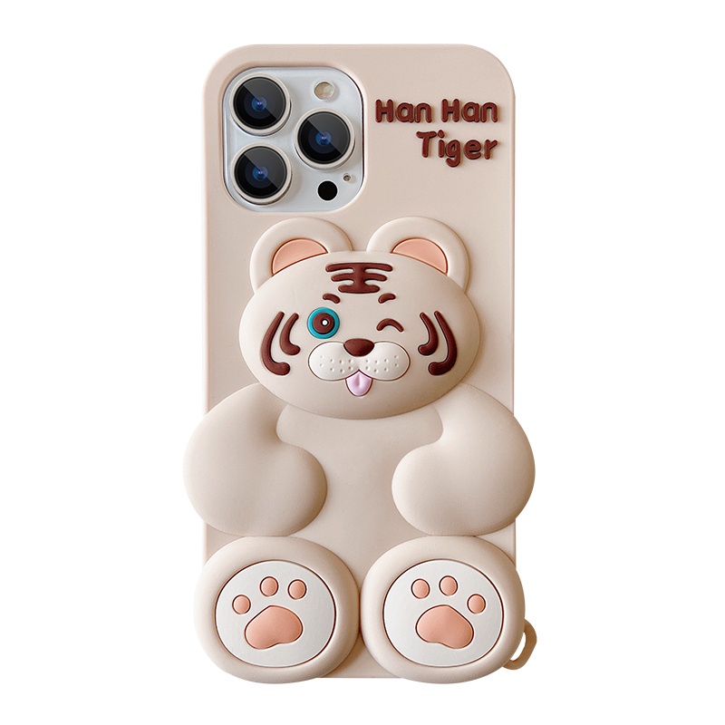 Ốp Điện Thoại Silicon Hình Hổ Hanhan Có Móc Khóa Cho iphone 13 12 11 pro max 12mini 13mini xr x xs max 7 8 6 6s plus SE2