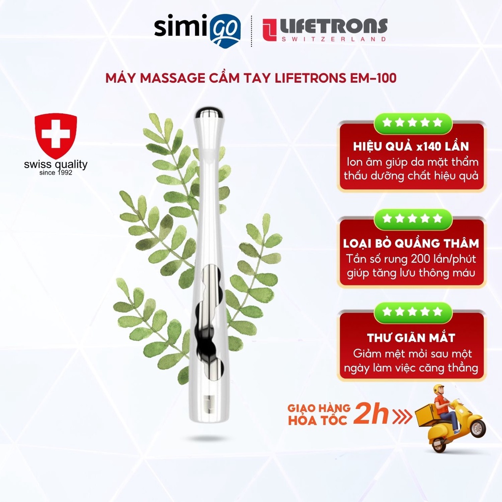 Máy massage mắt cầm tay Lifetrons EM-100 mát xa đẩy tinh chất trị mỏi mắt thâm mắt giảm quầng thâm