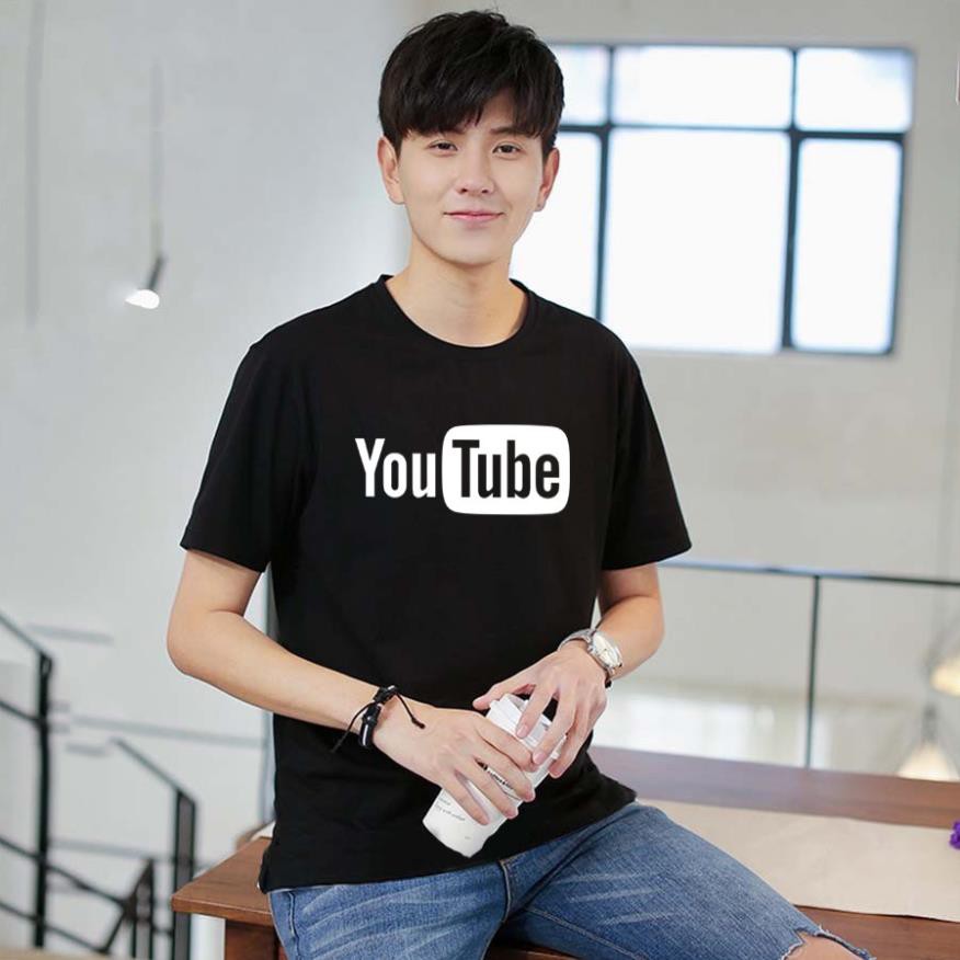 Áo phông tay lỡ unisex basic tee Youtube Áo thun oversize Unisex nam nữ form rộng kiểu dáng Hàn quốc  ྇