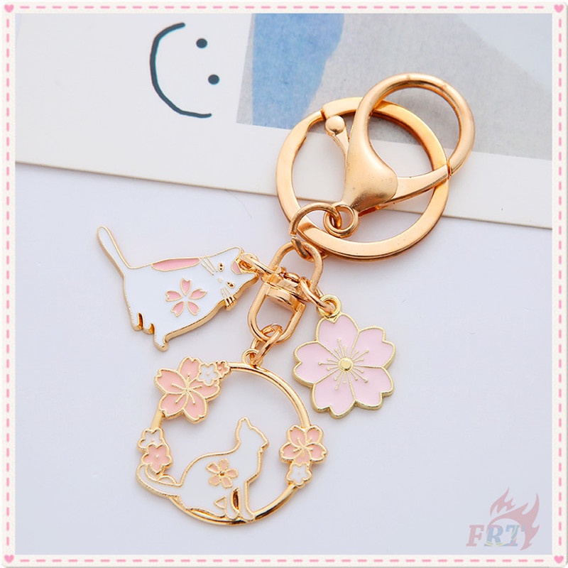 Móc khóa hình mèo Sakura dễ thương cho hộp sạc tai nghe không dây Airpods