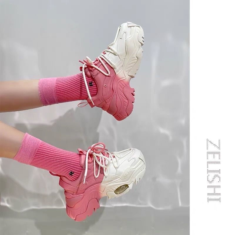 Giày Sneaker Đế Dày Tăng Chiều Cao Màu Sắc Kẹo Ngọt Thời Trang Xuân Hè Dành Cho Nữ