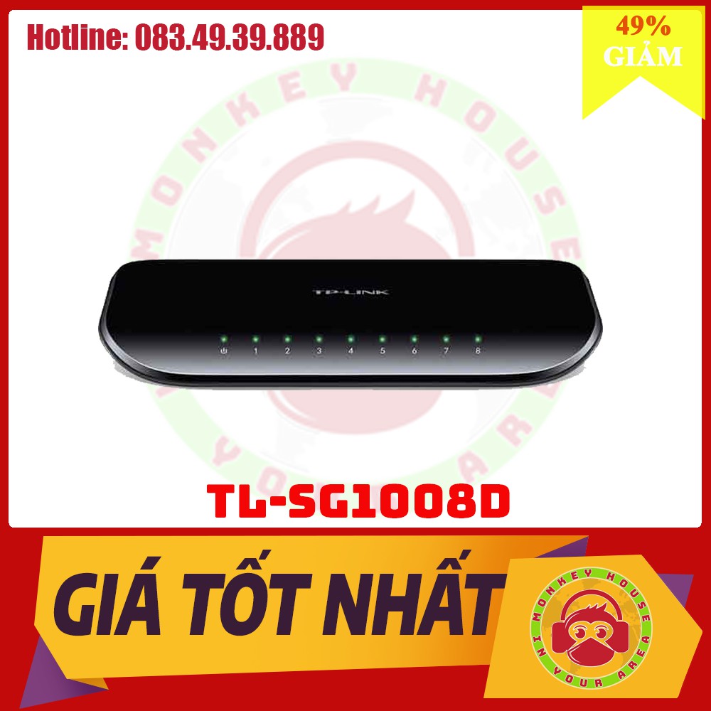 [Giảm 2% nhập "TAPHCLMC6" ] Bộ chia mạng Switch TPLink 8P TL SG1008D Switch RJ45 10/100/1000Mbps - Hàng Chính Hãng