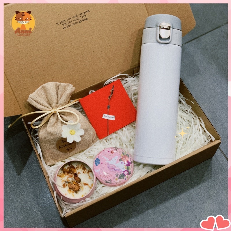 Set quà tặng Beauty Gift Box với bình giữ nhiệt, túi thơm và nến thơm handmade cho bạn gái, bạn bè và người thân