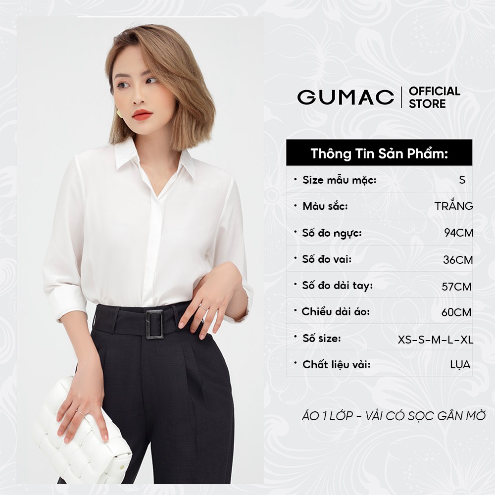 Áo sơ mi nữ công sở giấu nút GUMAC vải lụa cao cấp AC09081