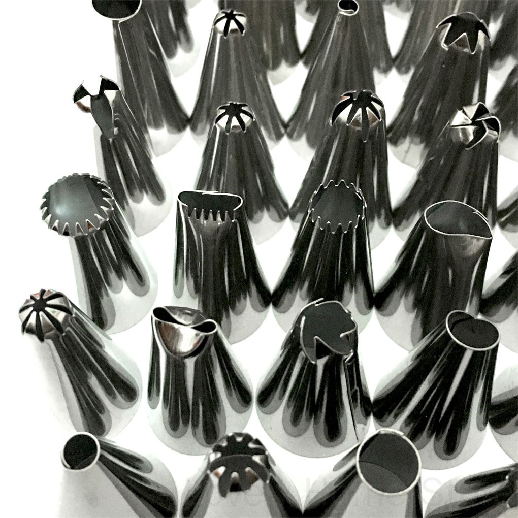 Set 48 đuôi bắt bông kem làm từ thép không gỉ để trang trí bánh tiện lợi