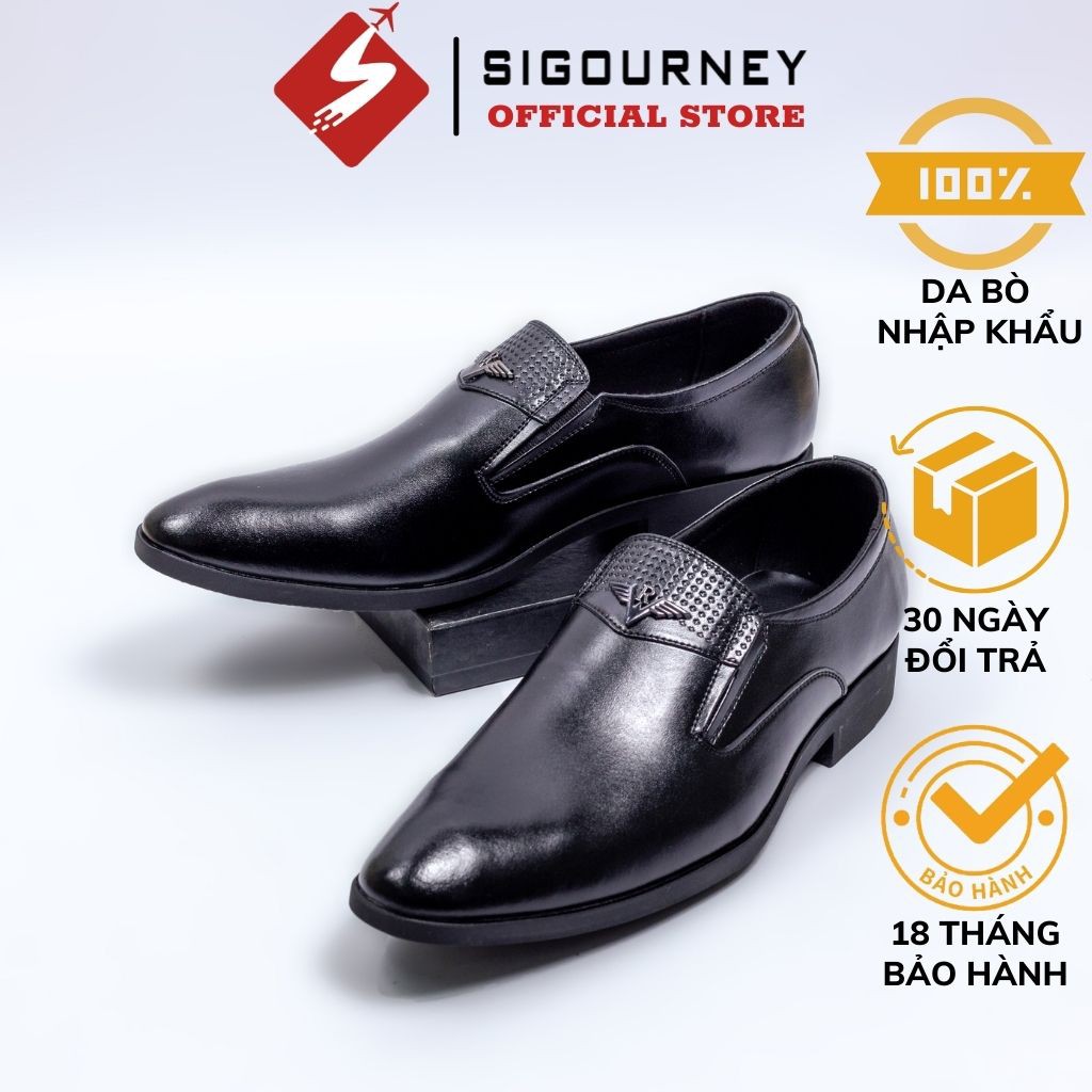 Giày tây nam da bò cao cấp SIGOURNEY màu đen dành cho dân công sở SIG-01