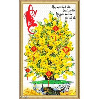 TRANH DÁN TƯỜNG CÂY KIỂNG BON SAI VÀ CÂY HOA MAI NGÀY TẾT